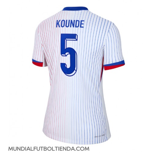 Camiseta Francia Jules Kounde #5 Segunda Equipación Replica Eurocopa 2024 para mujer mangas cortas